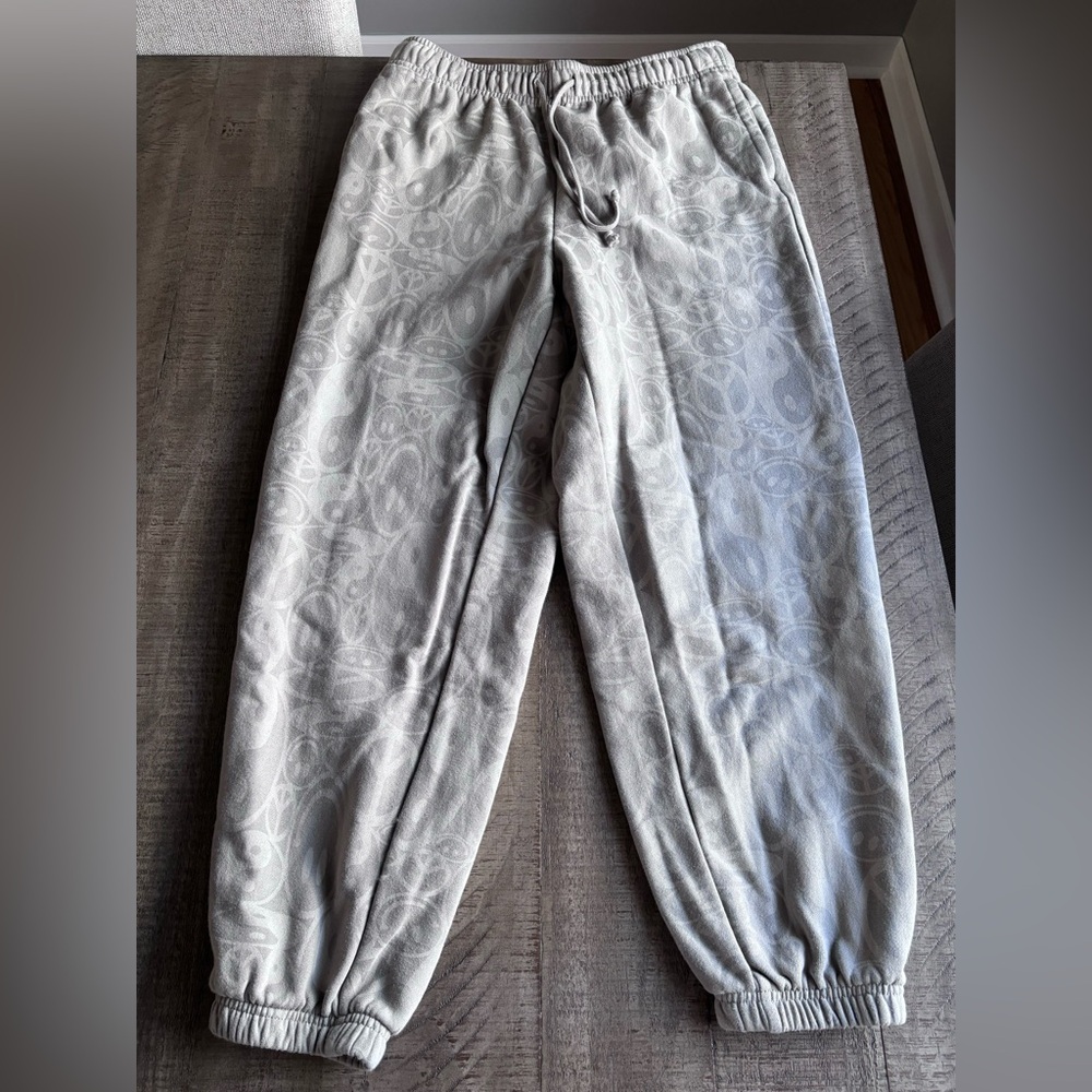 PacSun Gray and Green Pants Smiley Face Design